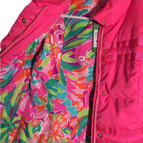 Lilly Pulitzer Tropical Pink Kate Puffer Vest size Small - Picture 7 of 11